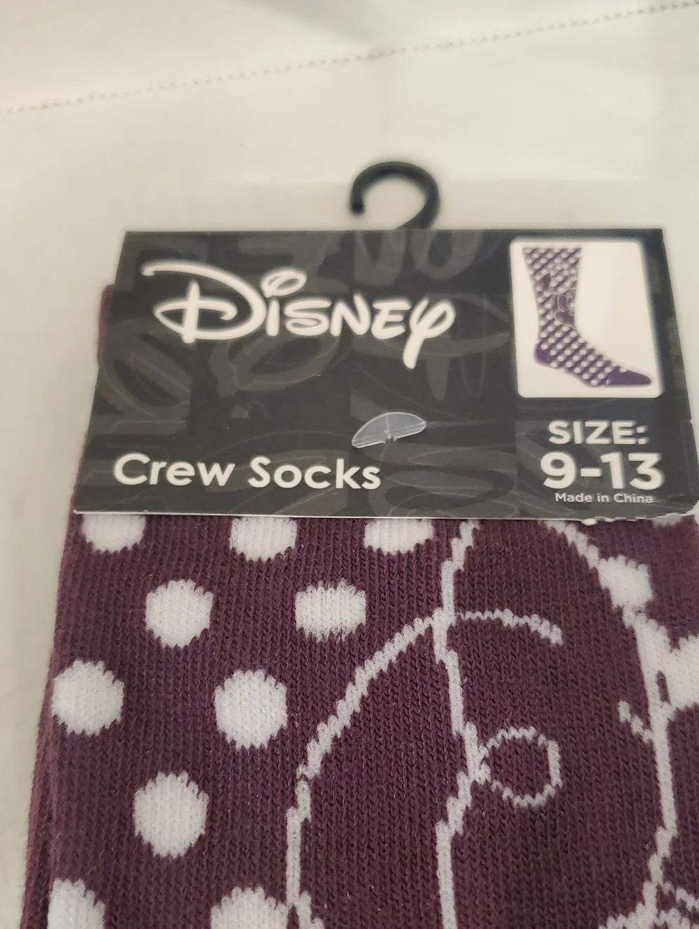 Disney Crew Socks In Polka Dot Minnie Pattern